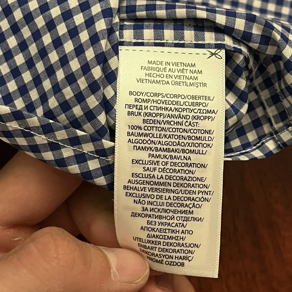 Polo Ralph Lauren Shirt Kids 3T Blue White Gingham Button Down Natural Stretch